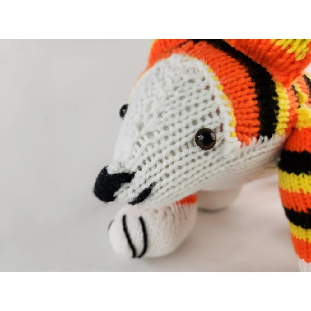 CROCHETED handmade knitted Chunky‎ Knit tiger cub Calico Cat Striped Bear plush